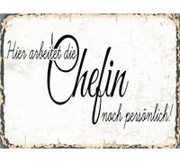 vianmo Panneau en bois 30x40 cm Hier arbeitet die Chefin noch persönlich Deko Schild Déco Cadeau Panneau