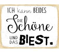 vianmo Panneau en bois 30x40 cm Ich kann beides die Schöne und das Biest Deko Schild Déco Cadeau Panneau