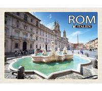 vianmo Panneau en bois 30x40 cm Rom Italien Piazza Navona Skulptur Déco Cadeau Bois Panneau