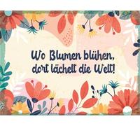 vianmo Panneau en bois 30x40 cm wo Blumen blühen, dort lächelt die Welt Deko Schild Déco Cadeau Panneau
