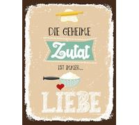 vianmo Panneau en bois 40x30 cm Die geheime Zutat ist immer Liebe Deko Schild Déco Cadeau Panneau