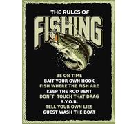 vianmo Panneau en bois 40x30 cm the rules of fishing Deko Schild Déco Cadeau Panneau
