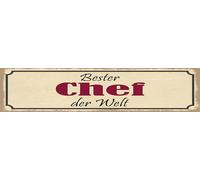 vianmo Plaque en bois 10 x 46 cm avec inscription « Bester Chef der Welt »