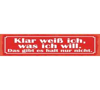 vianmo Plaque en bois - 10 x 46 cm - Avec inscription « Klar weiß ich was ich will » - Cadeau décoratif