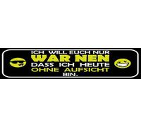 vianmo Plaque en bois - 10 x 46 cm - Inscription « Will warnen dass ich heute ohne Aufsicht bin » - Cadeau décoratif