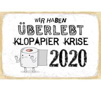 vianmo Plaque en bois - 18 x 12 cm - Avec inscription « Wir haben überlebt » - Papier toilette - Crise 2020 - Décoration cadeau