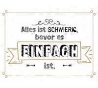 vianmo Plaque en bois - 30 x 40 cm - Inscription « Alles ist Schwierig bevor es einfach ist einfach ist schwer ist einfach ist »