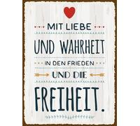 vianmo Plaque en bois 40 x 30 cm avec amour et vérité dans la paix, plaque décorative, cadeau