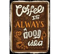 vianmo Plaque en bois, 40 x 30 cm, avec inscription « Coffee is always a good idea », décorative, cadeau