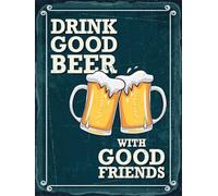 vianmo Plaque en bois, 40 x 30 cm, avec inscription « Drink good Beer with good friends », décorative, cadeau