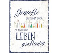 vianmo Plaque en bois, 40 x 30 cm, avec inscription en allemand « Genieße die kleinen Dinge Leben großartig », décorative, cadeau