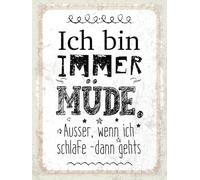 vianmo Plaque en bois, 40 x 30 cm, avec inscription en allemand « Ich bin immer müder »