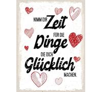 vianmo Plaque en bois, 40 x 30 cm, avec inscription en allemand « Zeit für Dinge die dich glücklich machen », décorative, cadeau