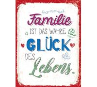 vianmo Plaque en bois, 40 x 30 cm, avec inscription « Familie ist das wahre Glück des Lebens », décorative, cadeau