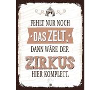 vianmo Plaque en bois 40 x 30 cm « fehlt nur noch Zelt dann Zirkus » - Décoration complète - Cadeau