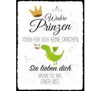 vianmo Plaque en bois - 40 x 30 cm - Les vrais princes tuent pas de dragon - Plaque décorative cadeau