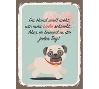 vianmo Plaque en bois 40 x 30 cm - Motif chien ne sait pas comment écrire l'amour - Plaque décorative - Cadeau