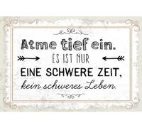 vianmo Plaque en bois de 18 x 12 cm avec inscription en allemand « Atme tief ein. Es ist nur eine schwere Zeit »