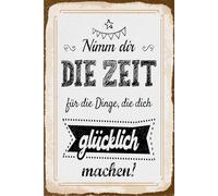 vianmo Plaque en bois de 18 x 12 cm avec inscription « Nimm dir Zeit für Dinge, die dich glücklich machen »
