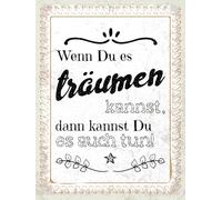 vianmo Plaque en bois de 40 x 30 cm - Avec inscription « Wenn du es träumen kannst, kannst du es auch tun » - Cadeau décoratif