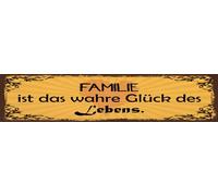 vianmo Plaque en tôle, 10 x 46 cm, avec inscription « Familie ist das wahre Glück des Lebens »