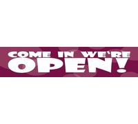 vianmo Plaque en tôle - 10 x 46 cm - Come in we´re open - Rose - Décoration cadeau