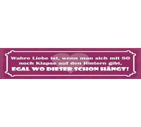 vianmo Plaque en tôle - 10 x 46 cm - Inscription « Wahre Liebe ist, wenn man sich mit 80 noch » - Cadeau décoratif