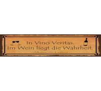 vianmo Plaque en tôle - 10 x 46 cm - Motif Vino Veritas - Vérité - Décoration - Cadeau