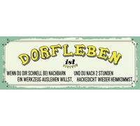 vianmo Plaque en tôle 10x27 cm Dorfleben ist wenn du schnell bei Nachbarn Déco Cadeau Panneau