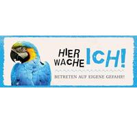 vianmo Plaque en tôle 10x27 cm Hier Wache Ich Papagei Déco Cadeau Panneau