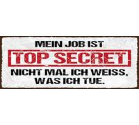 vianmo Plaque en tôle 10x27 cm Mein Job ist Top secret Déco Cadeau Panneau