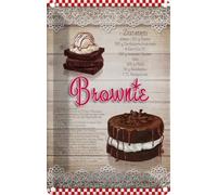 vianmo Plaque en tôle 12x18 cm Rezept Brownie Zutaten 250g Butter Décoration Cadeau Métal Panneau