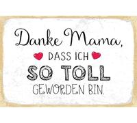 vianmo Plaque en tôle 18 x 12 cm avec inscription « Danke Mama dass ich so toll geworden bin »
