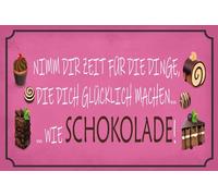 vianmo Plaque en tôle, 18 x 12 cm, avec inscription en allemand « Chocolat nimm dir Zeit für die Dinge », décorative, cadeau