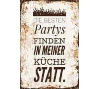 vianmo Plaque en tôle 18x12 cm besten Partys finden in meiner Küche statt Déco Cadeau Panneau