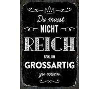 vianmo Plaque en tôle 18x12 cm Du musst nicht Reich sein um großartig zu Reisen Déco Cadeau Panneau