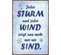 vianmo Plaque en tôle 18x12 cm Jeder Sturm und jeder Wind zeigt uns wer wir sind Déco Cadeau Panneau