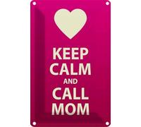 vianmo Plaque en tôle 18x12 cm Keep calm and call Mom Geschenk Déco Cadeau Métal Panneau