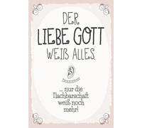 vianmo Plaque en tôle 18x12 cm liebe Gott weiß alles nur die Nachbarschaft Déco Cadeau Panneau