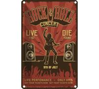 vianmo Plaque en tôle 18x12 cm Rock&Roll Concert live 9th july Déco Cadeau Métal Panneau
