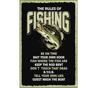 vianmo Plaque en tôle 18x12 cm the rules of fishing Déco Cadeau Panneau