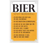 vianmo Plaque en tôle - 20 x 30 cm - Avec inscription « Bier statt Beziehung » - 8 raisons - Cadeau décoratif