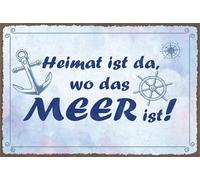 vianmo Plaque en tôle 20x30 cm Heimat ist da, wo das Meer ist Déco Cadeau Panneau