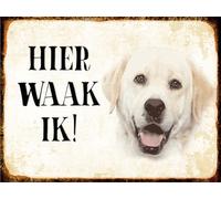 vianmo Plaque en tôle 20x30 cm holländisch Hier Waak ik beige Labrador Déco Cadeau Panneau
