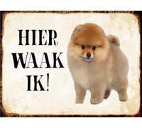 vianmo Plaque en tôle 20x30 cm holländisch Hier Waak ik Zwergspitz Déco Cadeau Panneau