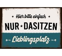 vianmo Plaque en tôle 20x30 cm Lieblingsplatz hier bitte einfach nur Dasitzen Déco Cadeau Panneau