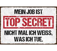vianmo Plaque en tôle 20x30 cm Mein Job ist Top secret Déco Cadeau Panneau