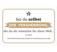 vianmo Plaque en tôle 20x30 cm Zitat Sei du selbst die Veränderung, die du dir wünscht Déco Cadeau Panneau