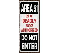 vianmo Plaque en tôle 27x10 cm Area 51 use of deadly force autorized Déco Cadeau Panneau