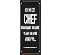 vianmo Plaque en tôle 27x10 cm Ich bin der Chef schwarzes Déco Cadeau Panneau